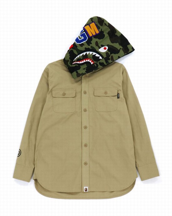 Beige Bape 1st Camo Shark Women's Hoodie | ZA-49015