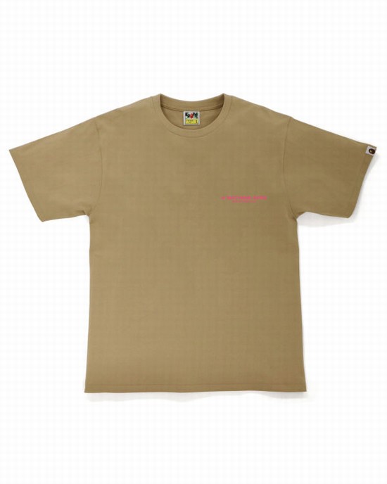 Beige Bape A Bathing Ape Line Camo Men's T Shirts | ZA-58726