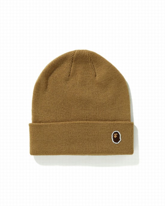 Beige Bape Ape Head One Point Men's Caps | ZA-03268