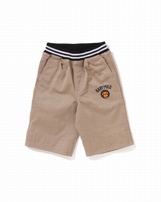 Beige Bape Milo 1st Camo Cuffed Kids' Shorts | ZA-26798