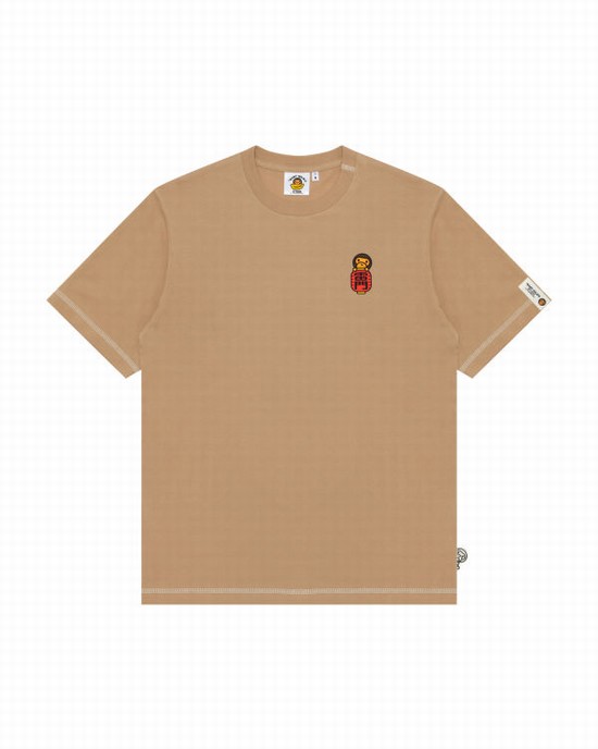 Beige Bape Milo Men's T Shirts | ZA-05792