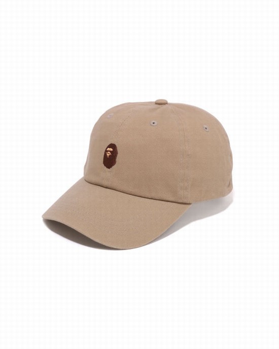 Beige Bape One Point Panel Men's Caps | ZA-59186