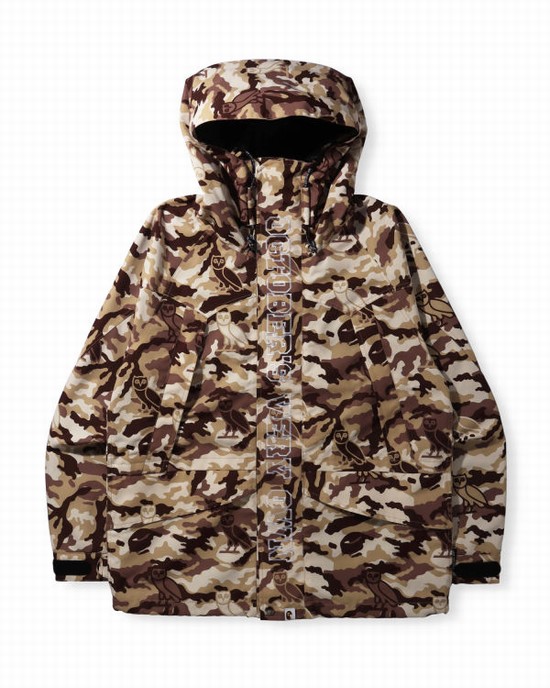 Beige Bape X OVO Woodland Camo Snowboard Men's Jackets | ZA-13627