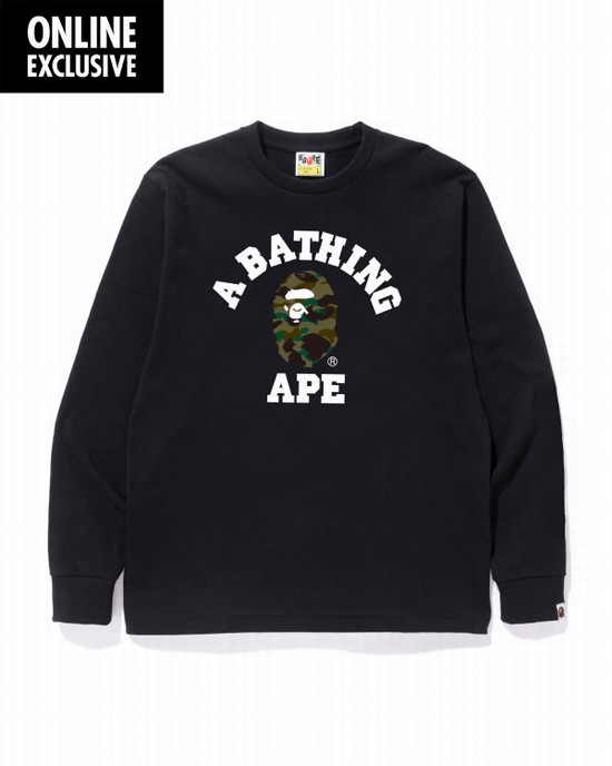 Black Bape 1st Camo College Men's T Shirts | ZA-43061