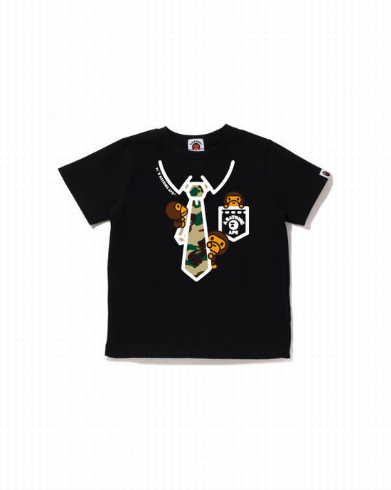 Black Bape 1st Camo Milo Neck Print Kids' T Shirts | ZA-37082