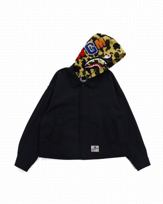 Black Bape 1st Camo Shark Hood Wide Women's Jackets | ZA-21408