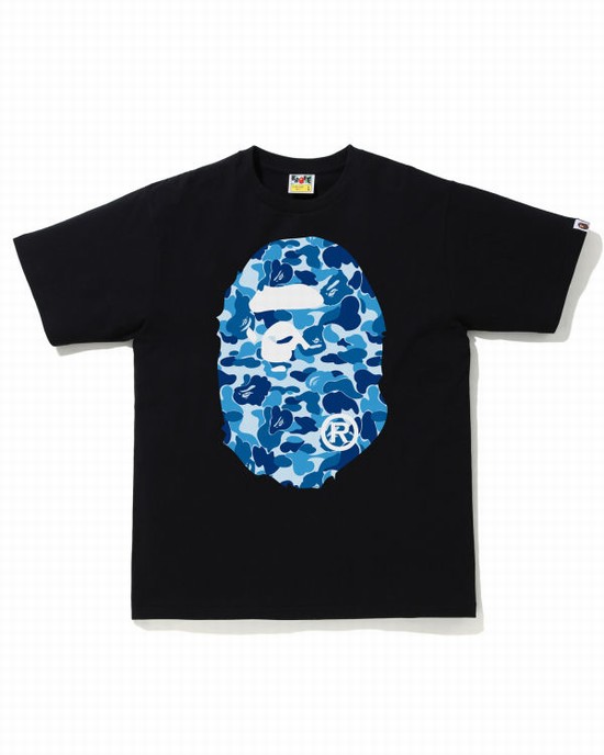 Black Bape ABC Camo Big Ape Head Men's T Shirts | ZA-73458