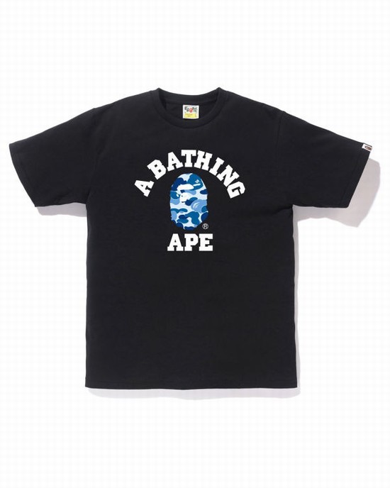 Black Bape ABC Camo College Men's T Shirts | ZA-53287