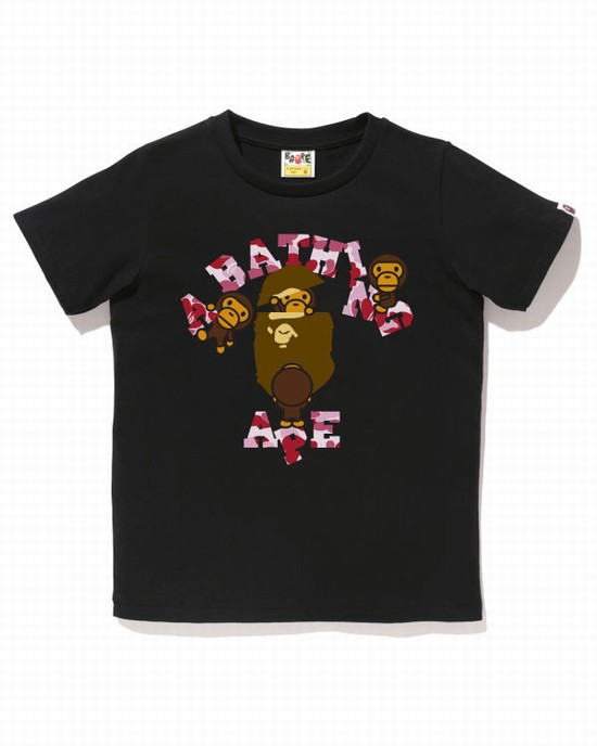 Black Bape ABC Camo College Milo Women's T Shirts | ZA-40982