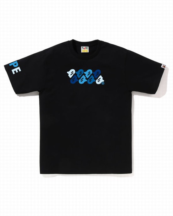 Black Bape ABC Camo Men's T Shirts | ZA-76250