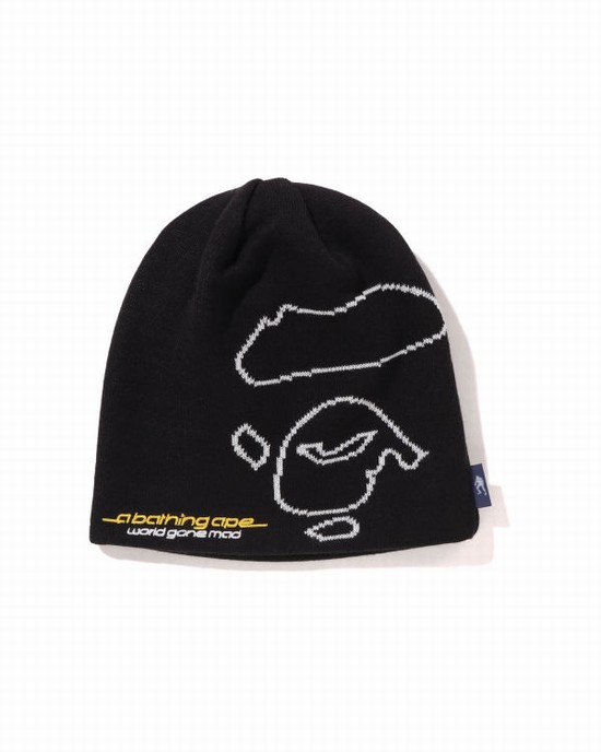 Black Bape APE Face Men's Caps | ZA-23619