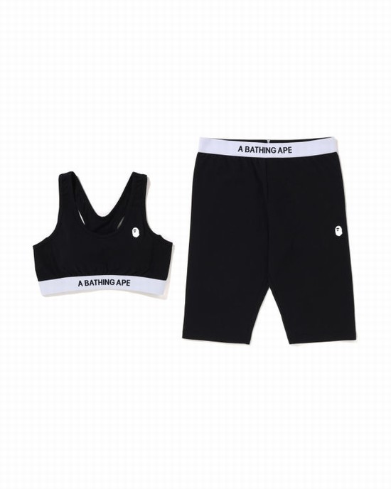 Black Bape A Bathing Ape Sports Bra Biker Women's Suit | ZA-15089