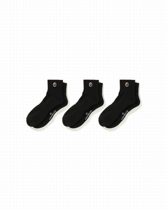 Black Bape Ape Head One Point Ankle Men's Socks | ZA-89167