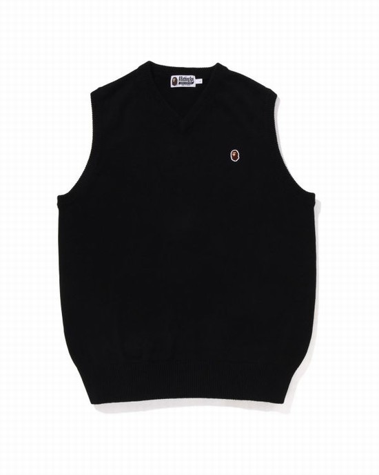 Black Bape Ape Head One Point Men's Knitwear | ZA-04136