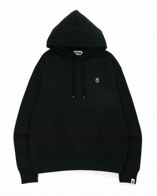 Black Bape Ape Head One Point Relaxed Fit L/S Men's Hoodie | ZA-29835