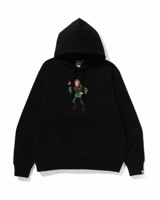 Black Bape Ape Relaxed Fit Pullover Men's Hoodie | ZA-82531