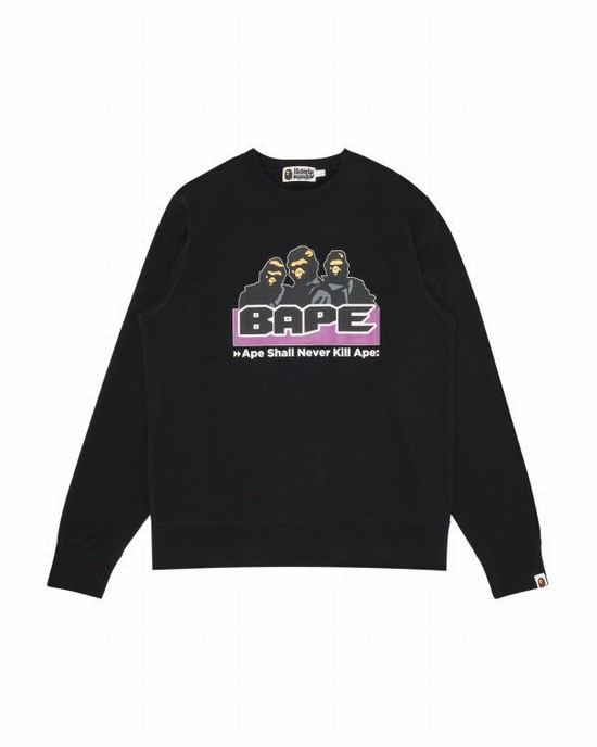 Black Bape Archive Crewneck Men's Sweatshirts | ZA-96207