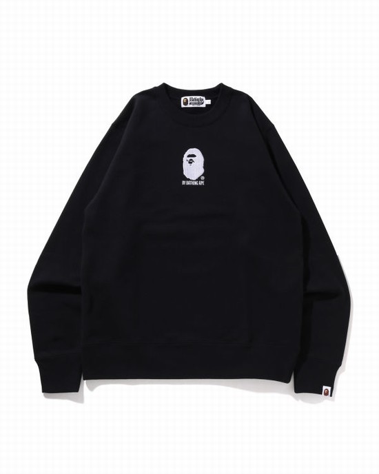 Black Bape By Bathing Ape Embroidery Men's Sweatshirts | ZA-63725