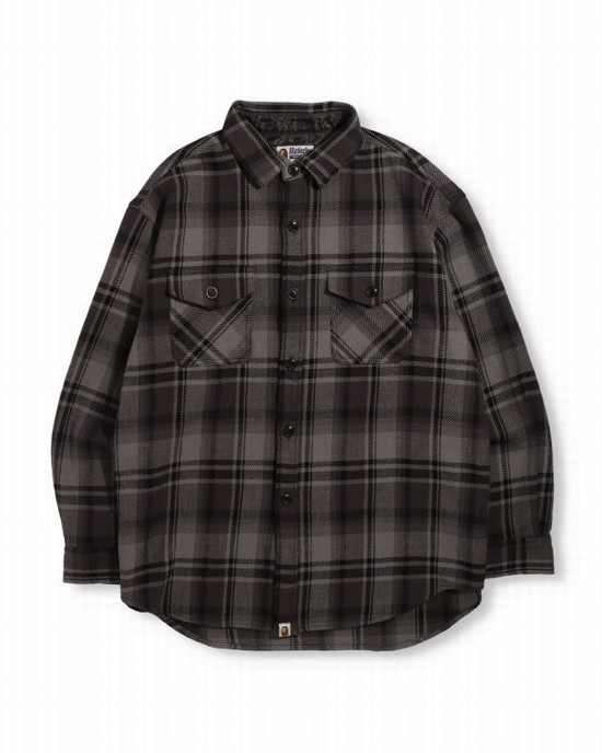 Black Bape Check Flannel Men's Shirts | ZA-39560