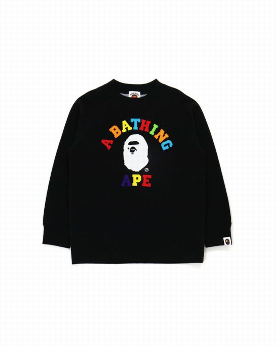 Black Bape College Applique Quilting Kids' Sweatshirts | ZA-68913