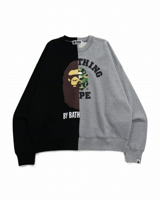 Black Bape College & By Bathing Loose Fit Men's Sweatshirts | ZA-40328