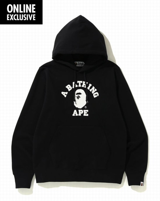 Black Bape College Men's Hoodie | ZA-70152