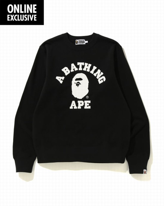 Black Bape College Men's Sweatshirts | ZA-15803