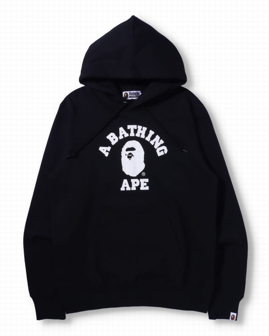 Black Bape College Pullover Men's Hoodie | ZA-61957