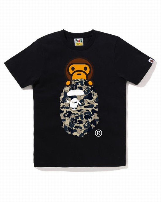 Black Bape Cookie Camo 2 Milo On Ape Head Women's T Shirts | ZA-26507