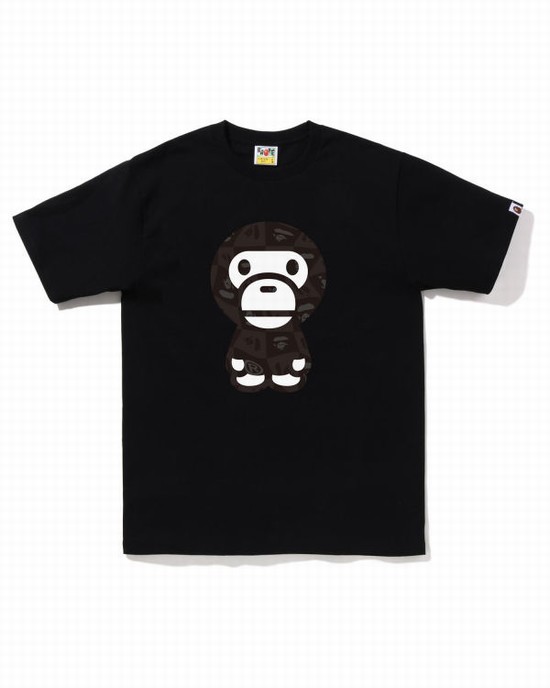 Black Bape Distortion Big Milo Men's T Shirts | ZA-85137