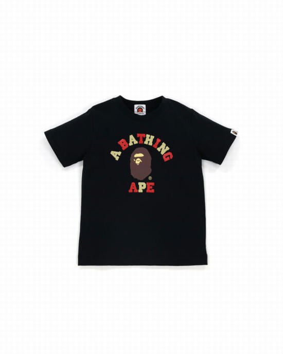 Black Bape Glitter College Kids' T Shirts | ZA-95380