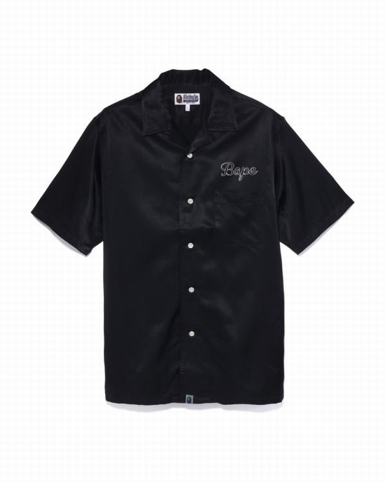 Black Bape Japan Culture Open Collar Men's Shirts | ZA-52073