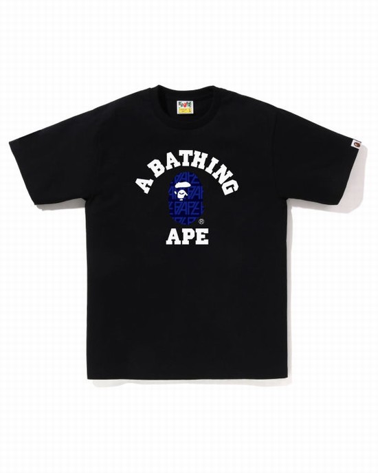 Black Bape Logo Monogram College Men's T Shirts | ZA-56740