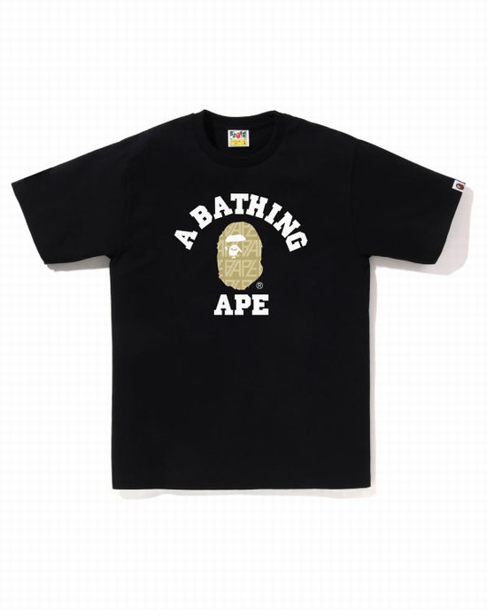 Black Bape Logo Monogram College Men's T Shirts | ZA-97132