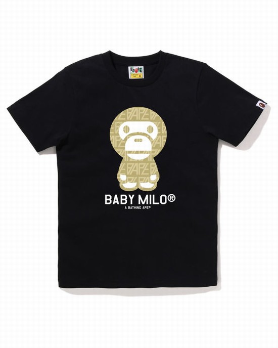 Black Bape Logo Monogram Milo Women's T Shirts | ZA-49185