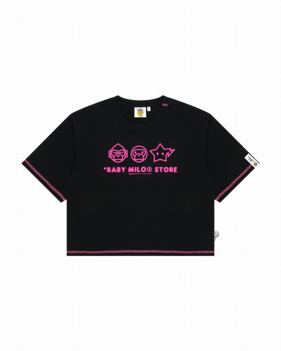 Black Bape Logo crop fit Women's T Shirts | ZA-58613