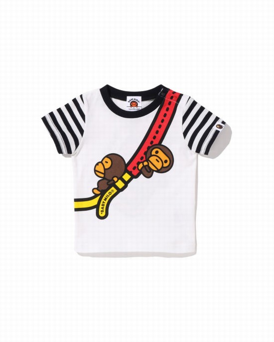 Black Bape Milo One Shoulder Print Kids' T Shirts | ZA-91578