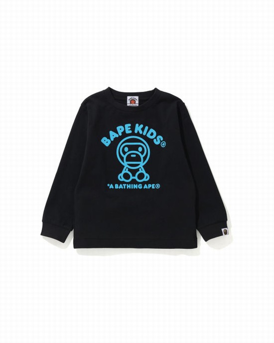 Black Bape Milo Rug L/S Kids' T Shirts | ZA-45203