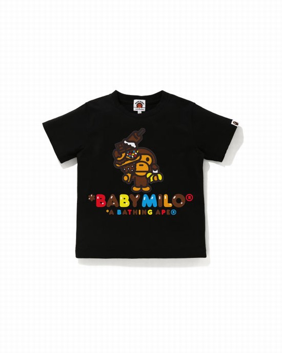 Black Bape Milo Sweets Kids' T Shirts | ZA-70239