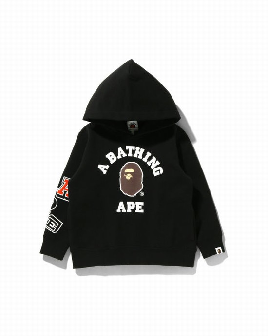 Black Bape Multi Fonts Pullover Kids' Hoodie | ZA-37925