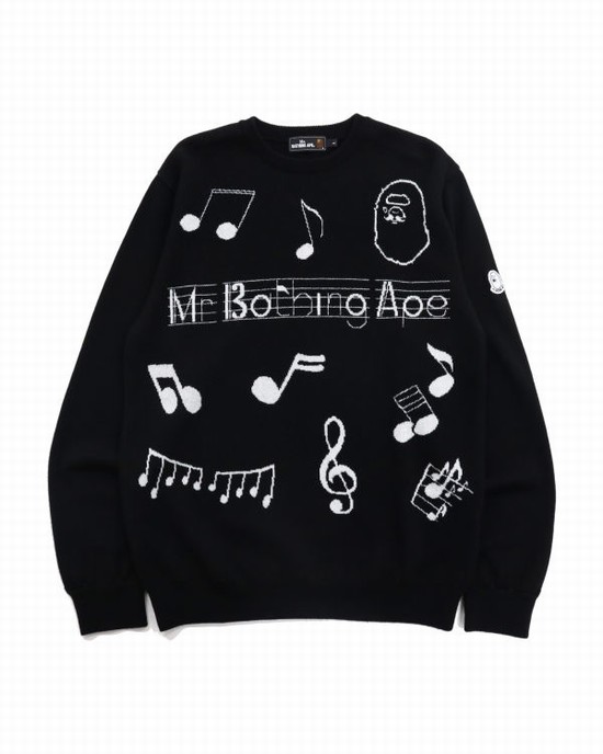 Black Bape Music Score Men's Sweatshirts | ZA-15360