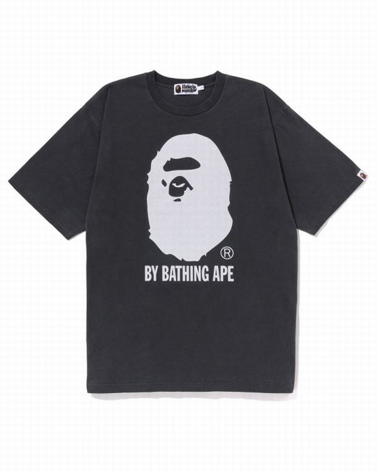 Black Bape Overdyed By Bathing Ape Relaxed Men's T Shirts | ZA-69152