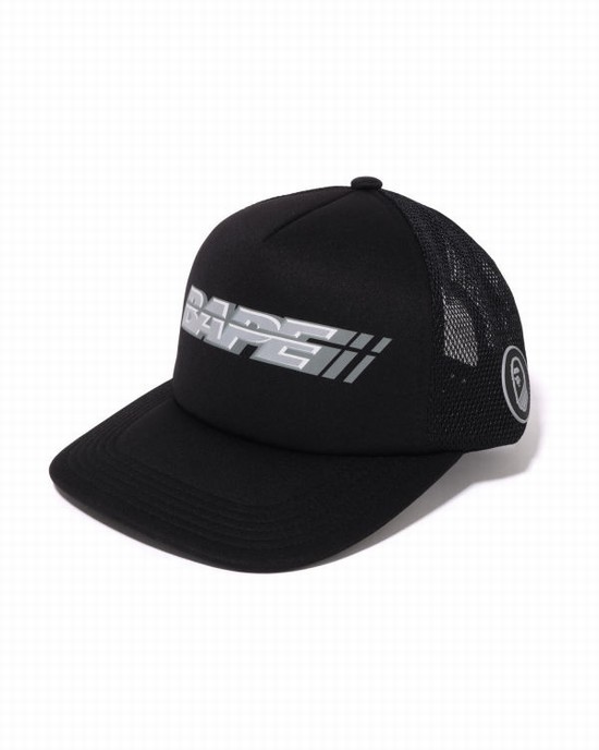 Black Bape Racer Mesh Men's Caps | ZA-59316