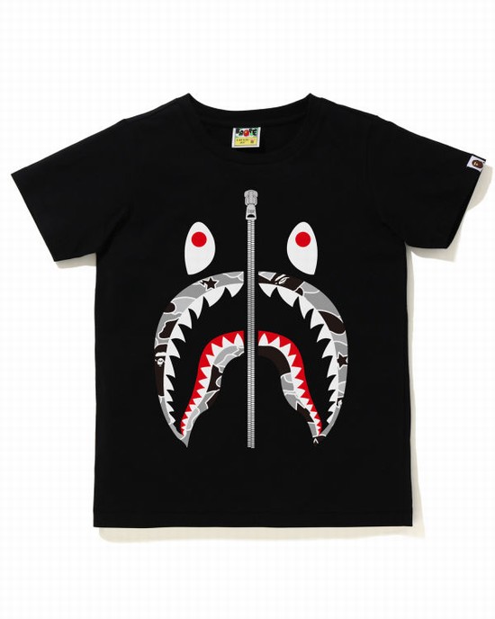 Black Bape STA Camo Shark Women's T Shirts | ZA-07418