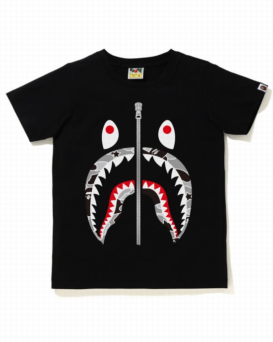 Black Bape STA Camo Shark Women's T Shirts | ZA-57264