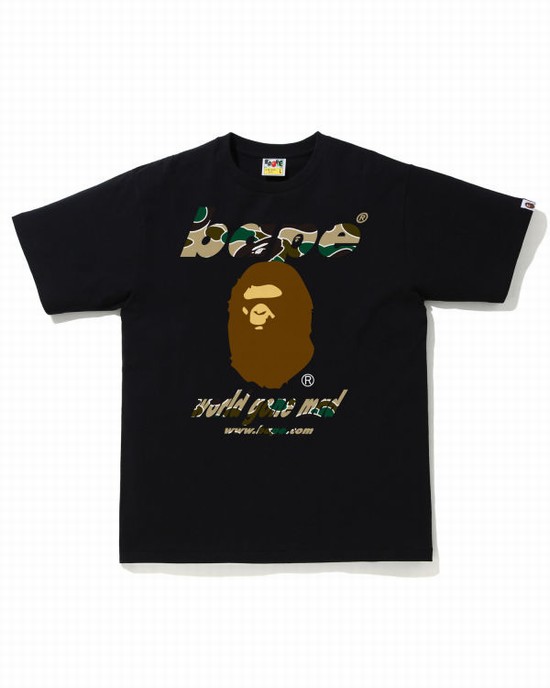 Black Bape STA Camo WGM Ape Head Men's T Shirts | ZA-52306