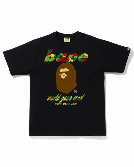 Black Bape STA Camo WGM Ape Head Men's T Shirts | ZA-80271