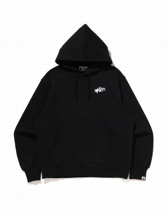 Black Bape STA Logo Relaxed Fit Pullover Men's Hoodie | ZA-38942