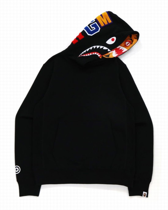 Black Bape Shark Inside Tiger Pullover Men's Hoodie | ZA-34501