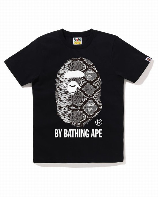 Black Bape Snake By Bathing Ape Women's T Shirts | ZA-90546